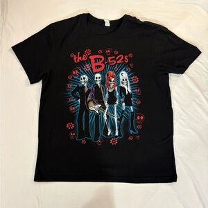 The B-52s Shirt Mens Medium Black Skeleton Band Graphic Tee Rock Music Concert